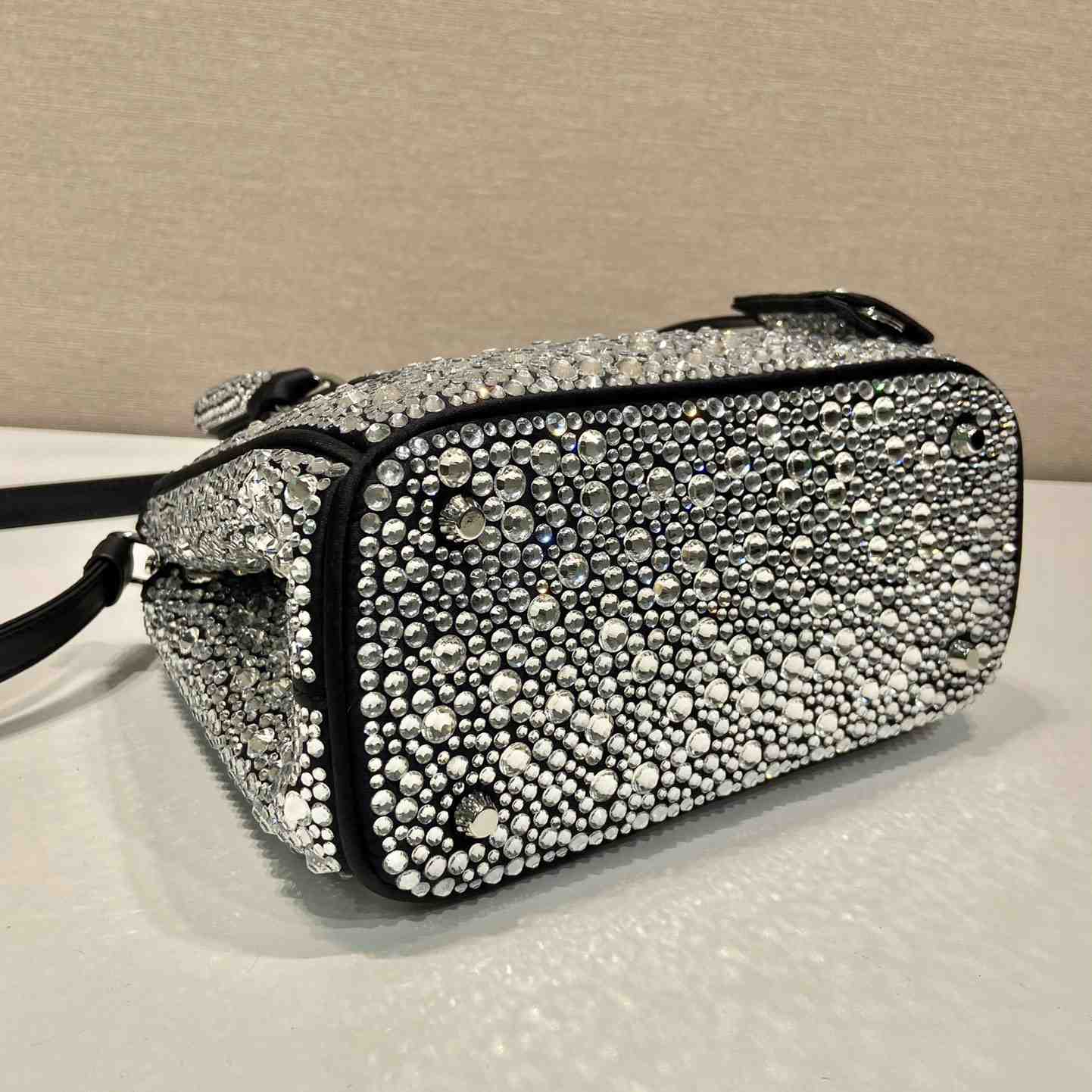 Prada Galleria Satin Mini-bag With Crystals - PerfectKickZ