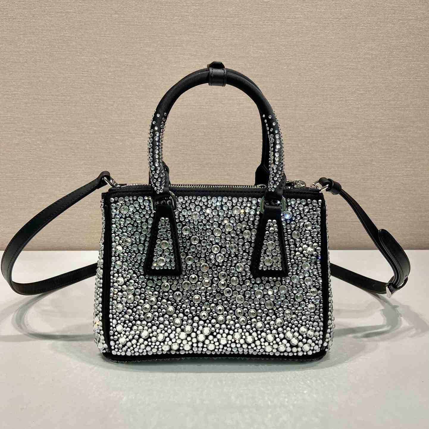 Prada Galleria Satin Mini-bag With Crystals - PerfectKickZ