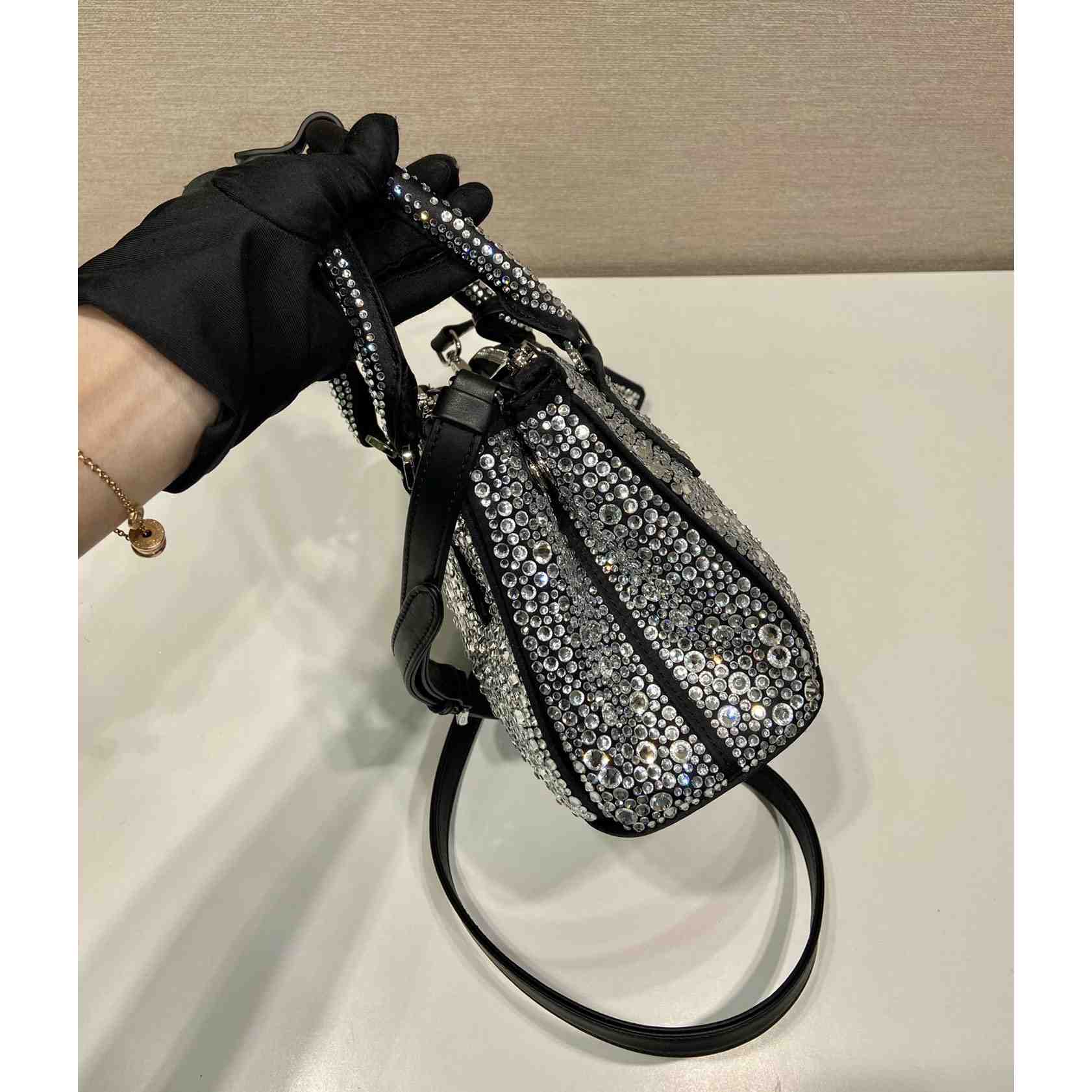 Prada Galleria Satin Mini-bag With Crystals - PerfectKickZ