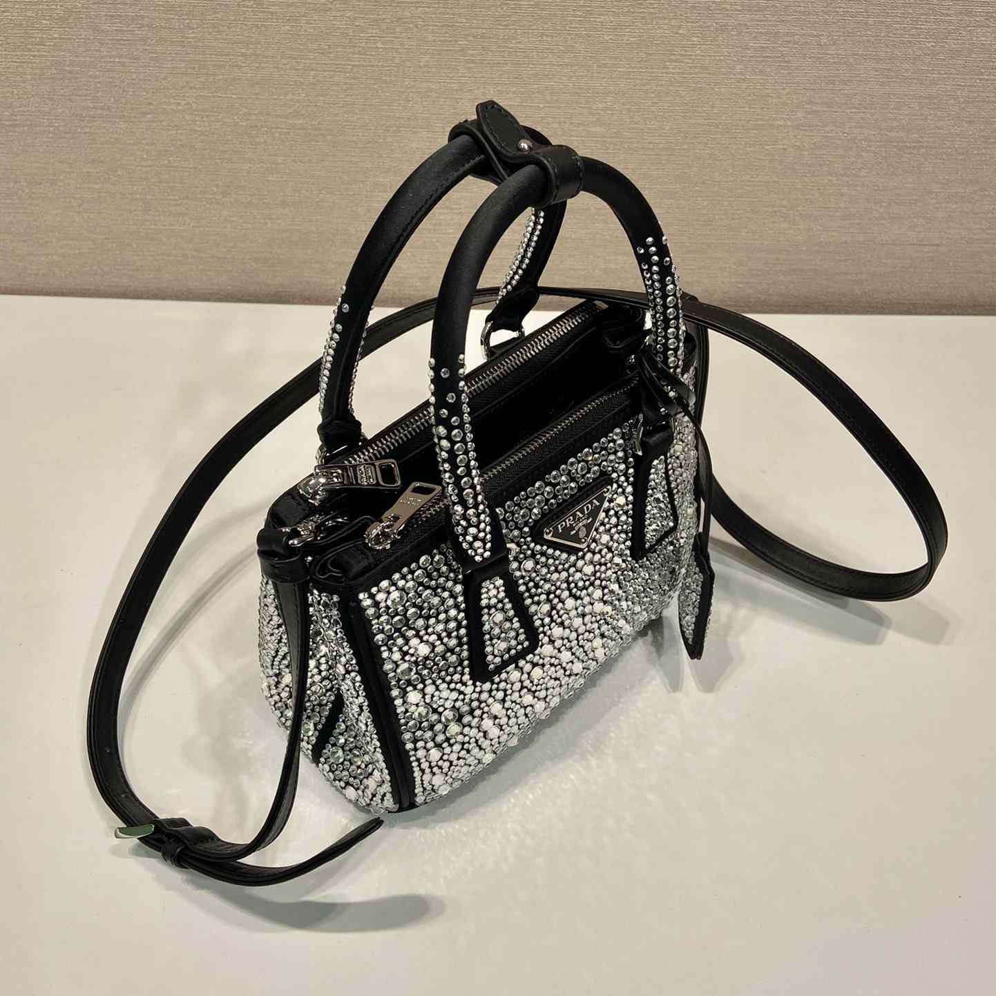 Prada Galleria Satin Mini-bag With Crystals - PerfectKickZ