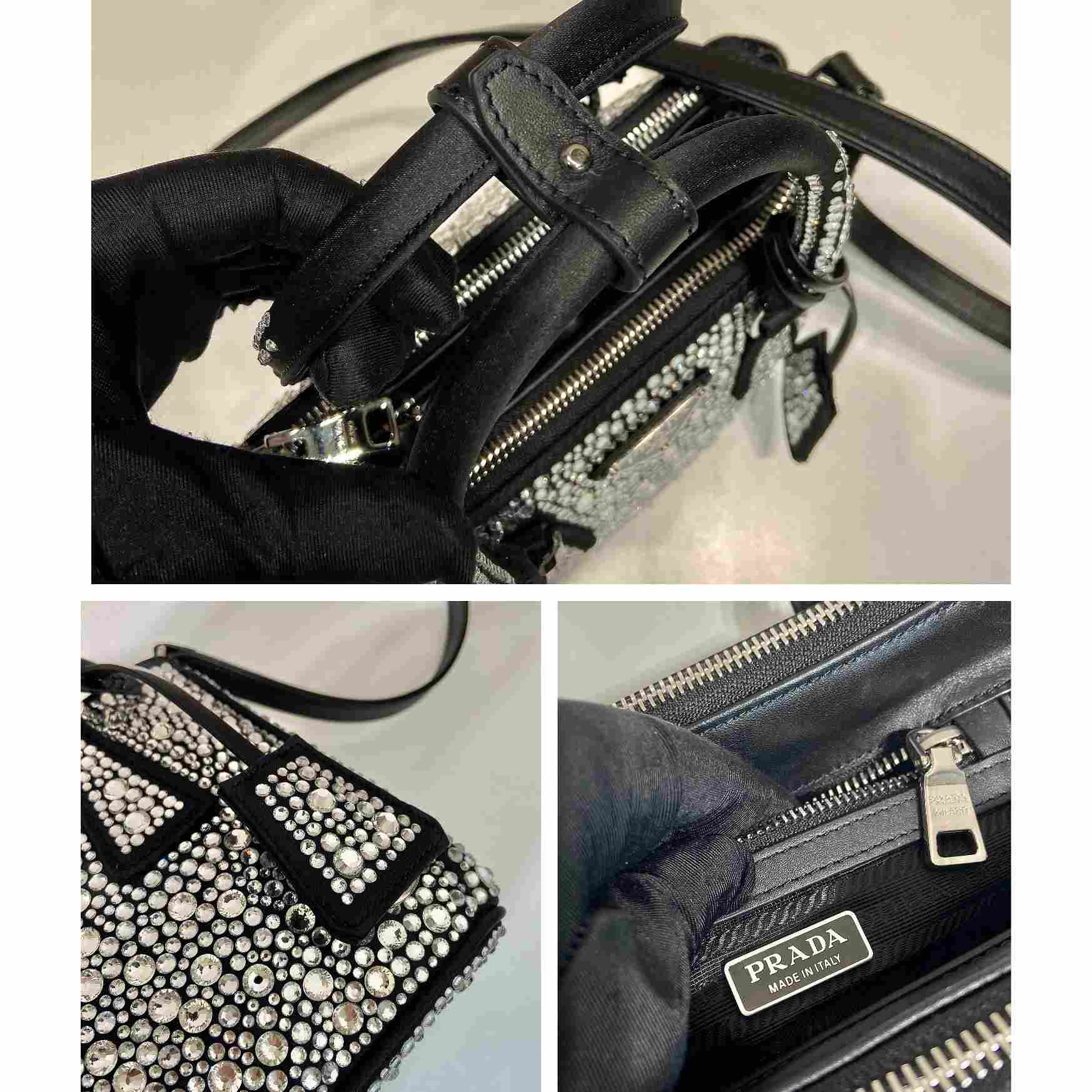 Prada Galleria Satin Mini-bag With Crystals - PerfectKickZ