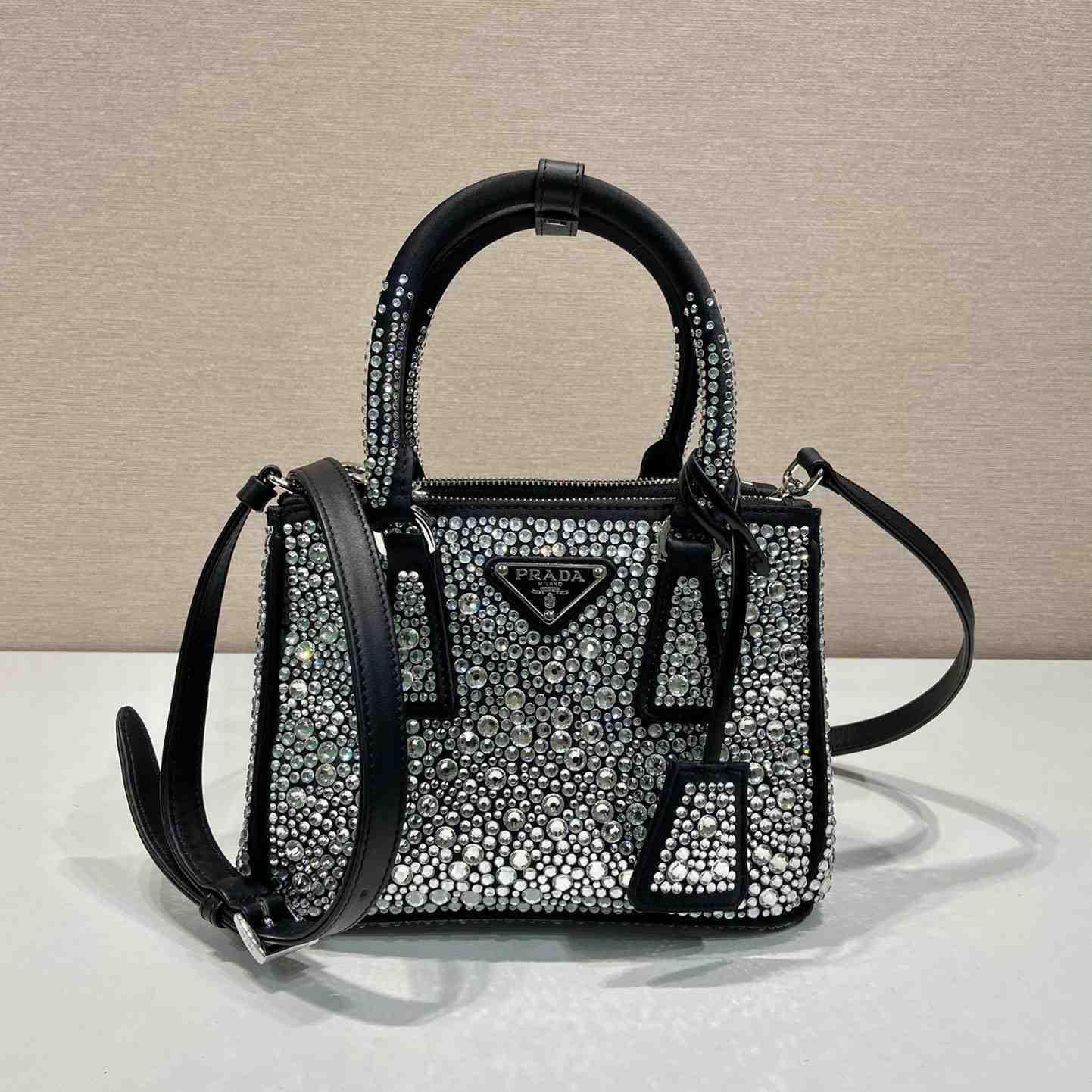 Prada Galleria Satin Mini-bag With Crystals - PerfectKickZ