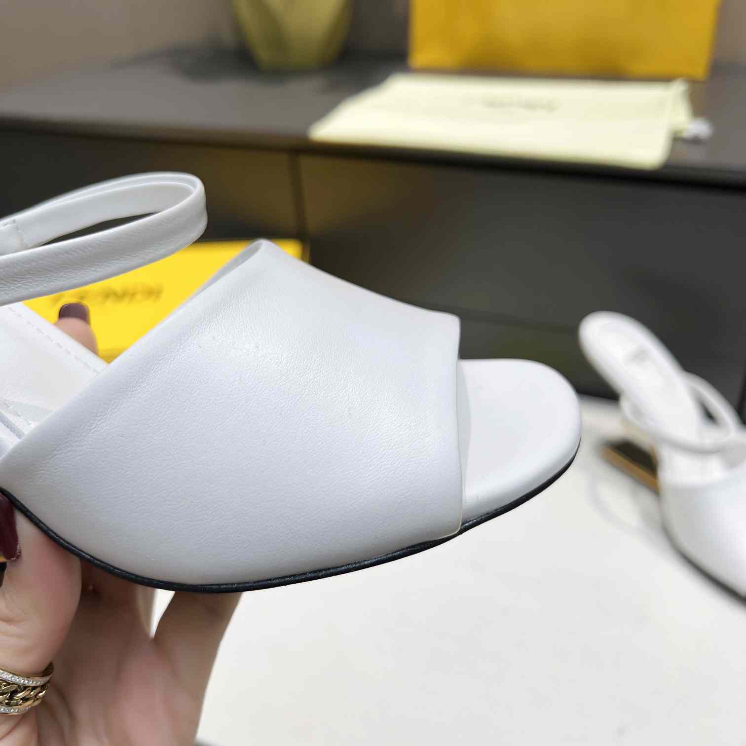 Fendi First White Leather High-Heeled Sandals - PerfectKickZ