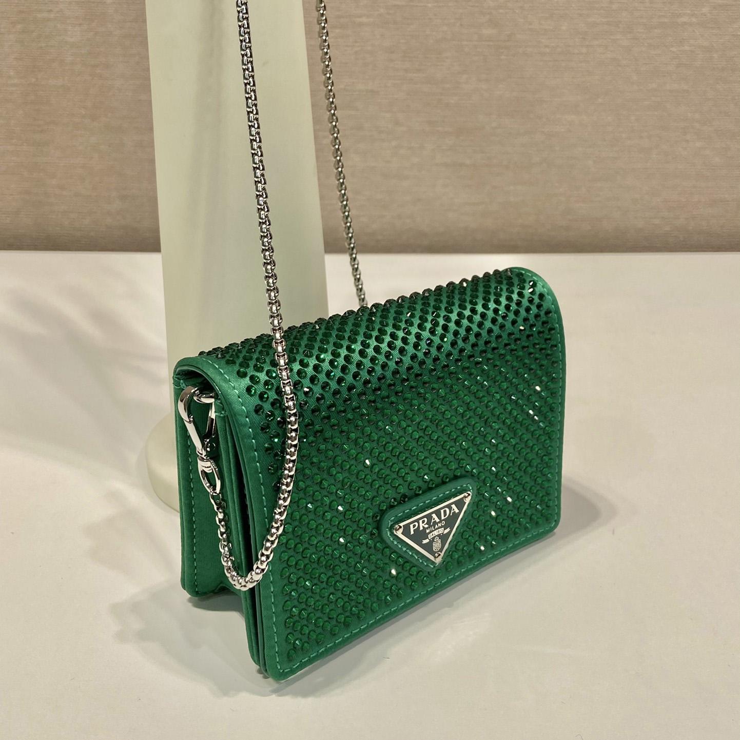 Prada Cardholder With Shoulder Strap And Crystals - PerfectKickZ
