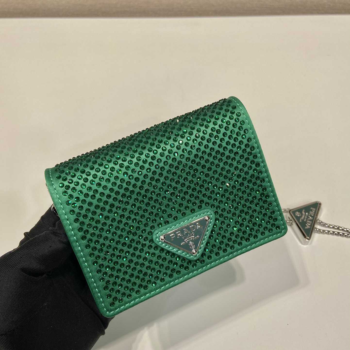 Prada Cardholder With Shoulder Strap And Crystals - PerfectKickZ