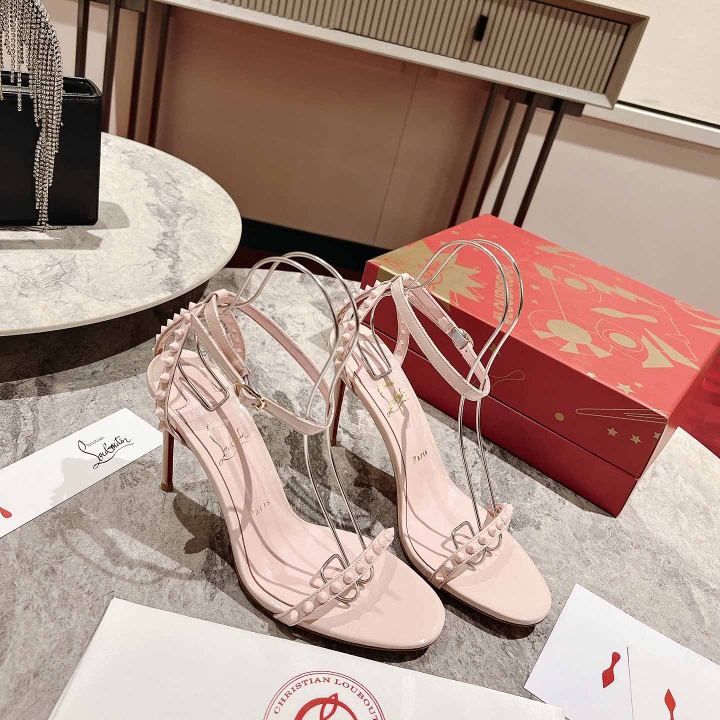 Christian Louboutin Nudes Rosalie Leather Sandals - PerfectKickZ