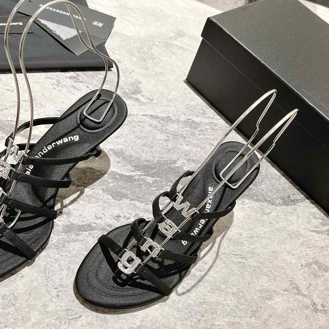 Alexander Wang Nala 65/80 Logo Sandal In Satin - PerfectKickZ