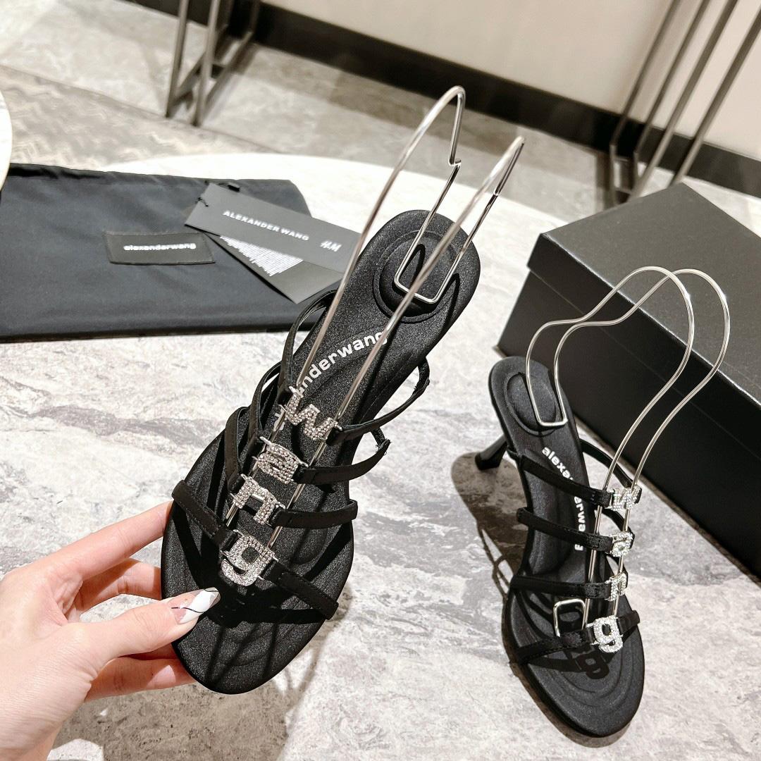 Alexander Wang Nala 65/80 Logo Sandal In Satin - PerfectKickZ