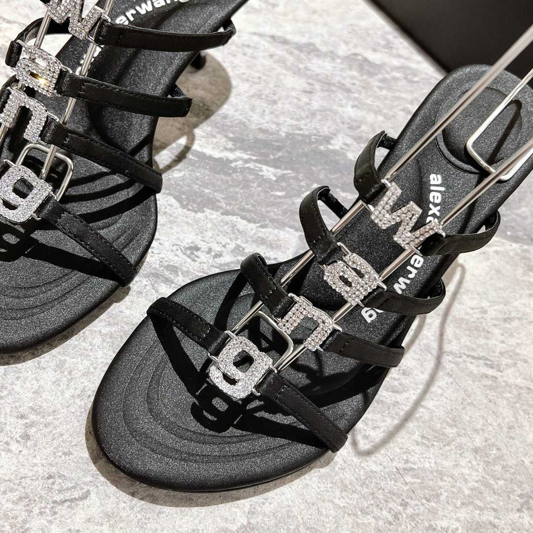 Alexander Wang Nala 65/80 Logo Sandal In Satin - PerfectKickZ