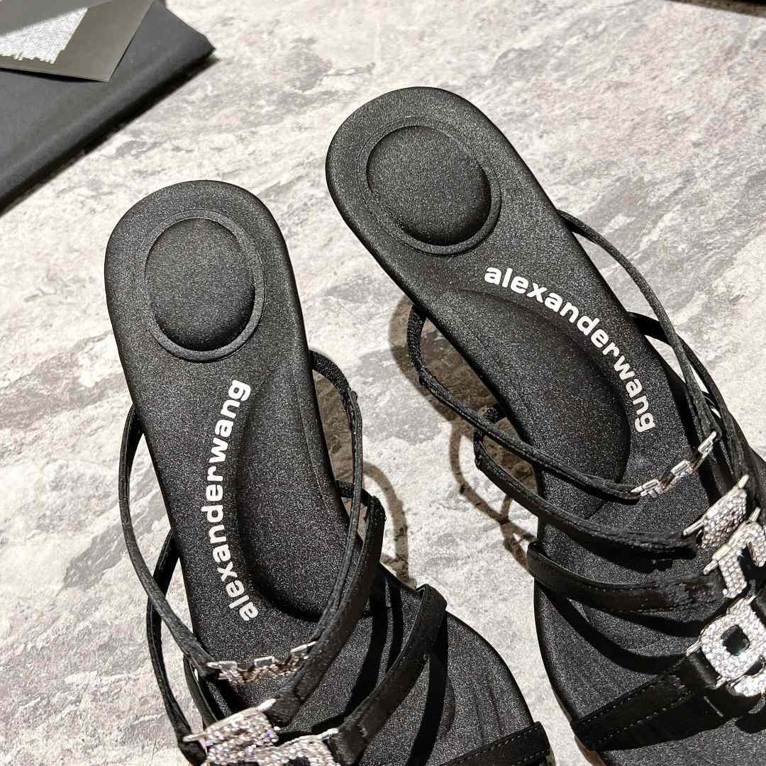 Alexander Wang Nala 65/80 Logo Sandal In Satin - PerfectKickZ