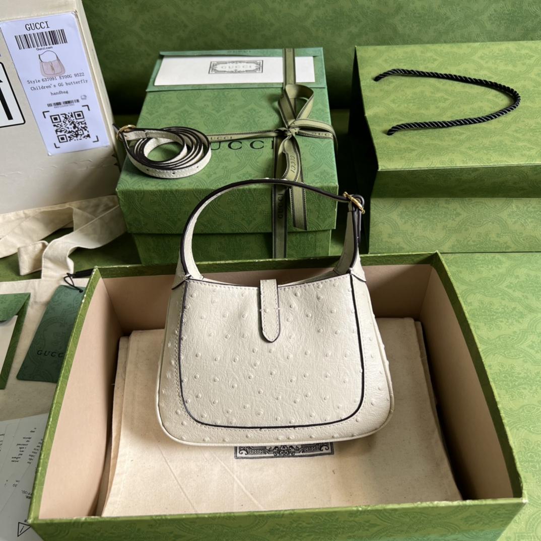 Gucci Jackie 1961 Ostrich Mini Shoulder Bag - PerfectKickZ