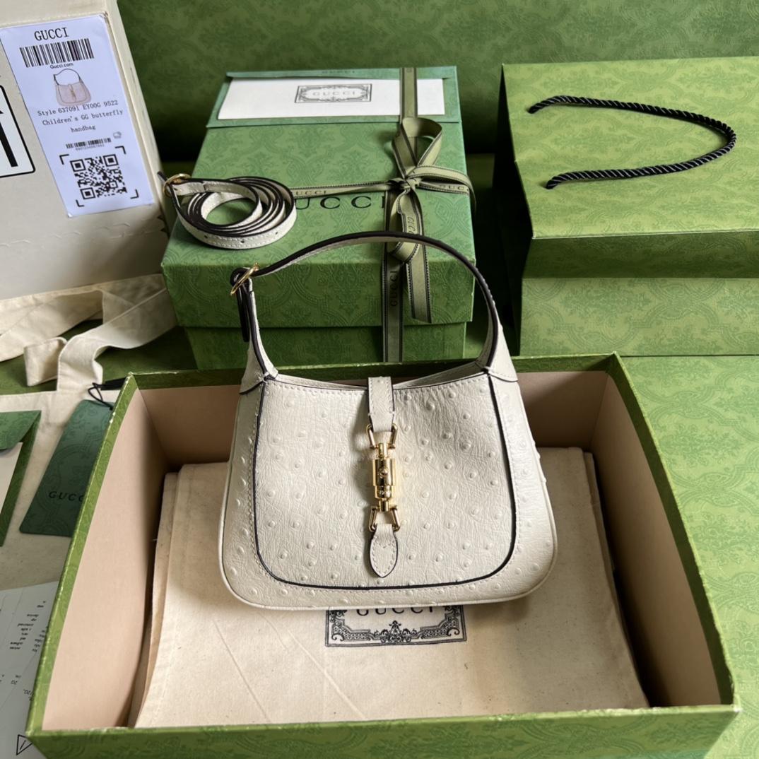 Gucci Jackie 1961 Ostrich Mini Shoulder Bag - PerfectKickZ