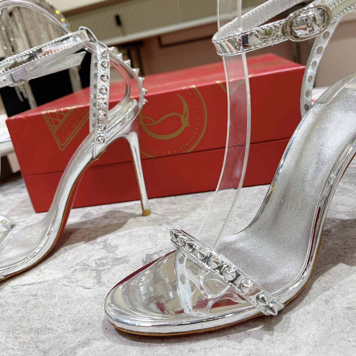 Christian Louboutin Nudes Rosalie Leather Sandals - PerfectKickZ