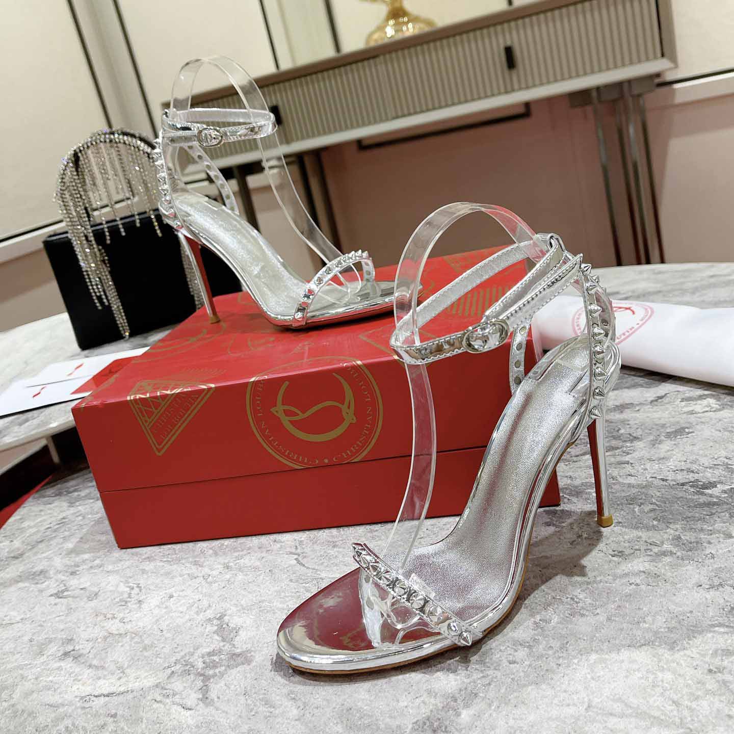 Christian Louboutin Nudes Rosalie Leather Sandals - PerfectKickZ