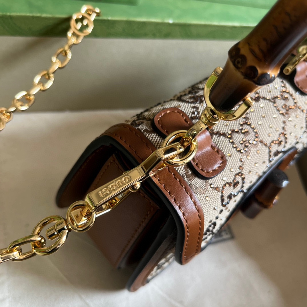 Gucci Bamboo 1947 Mini Top Handle Bag(17-12.5-8cm)   - PerfectKickZ