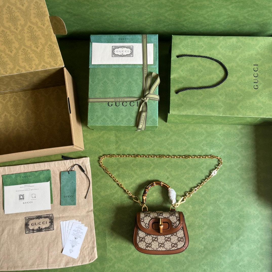 Gucci Bamboo 1947 Mini Top Handle Bag(17-12.5-8cm)   - PerfectKickZ