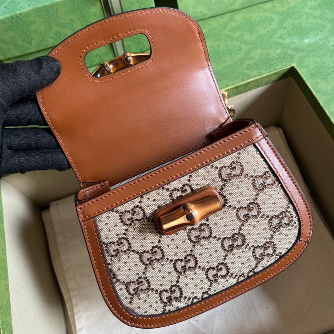 Gucci Bamboo 1947 Mini Top Handle Bag(17-12.5-8cm)   - 