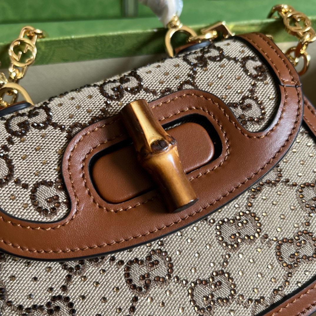 Gucci Bamboo 1947 Mini Top Handle Bag(17-12.5-8cm)   - 