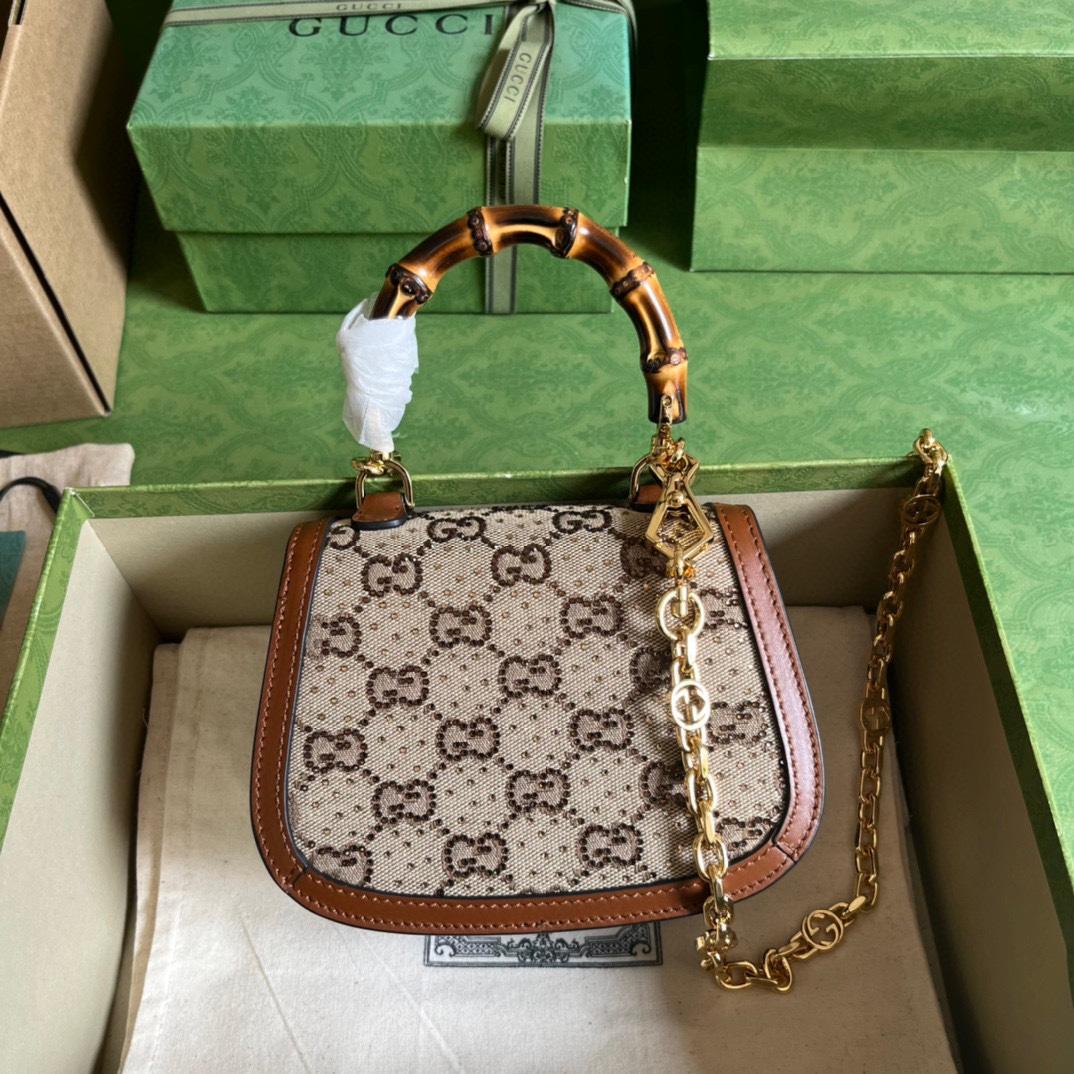 Gucci Bamboo 1947 Mini Top Handle Bag(17-12.5-8cm)   - 