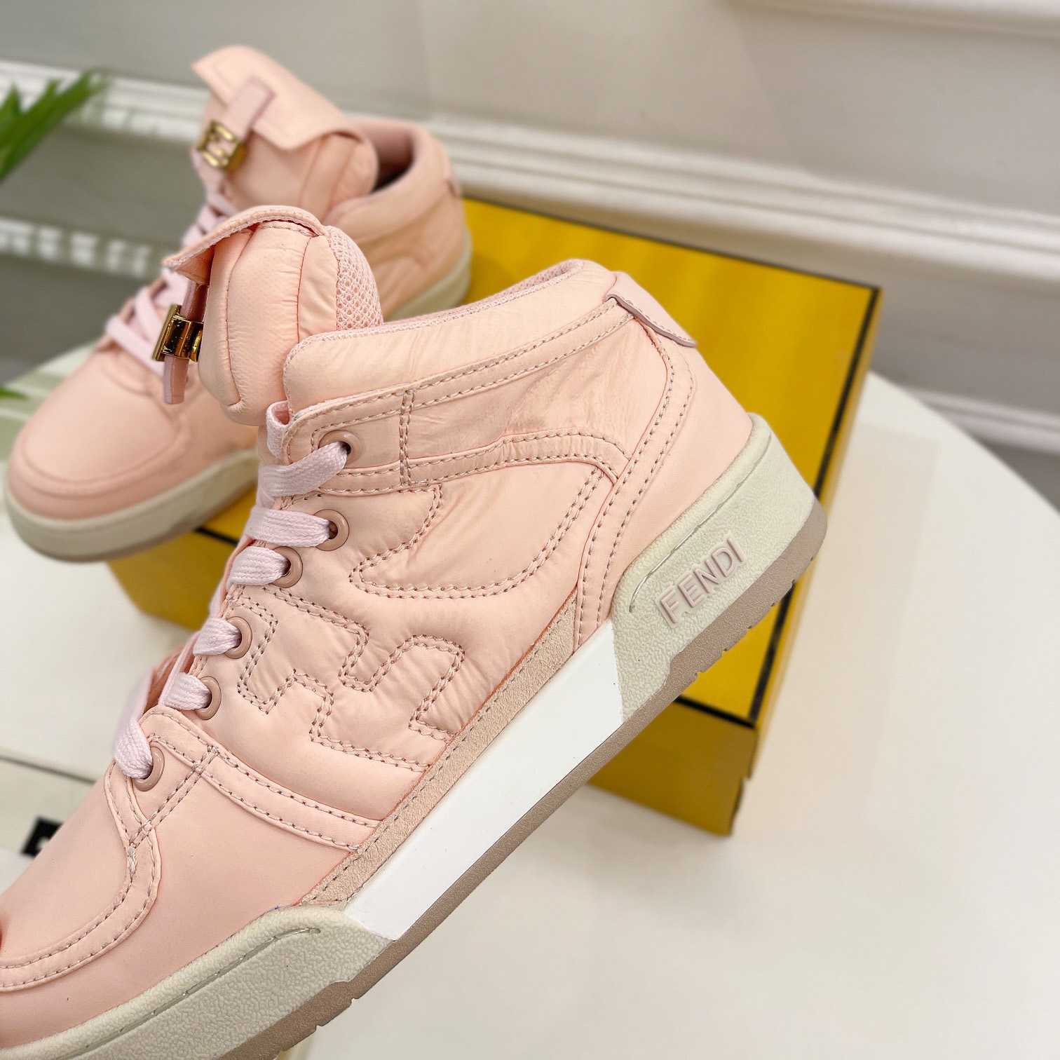 Fendi Match Pink Nylon High-Tops Sneaker - PerfectKickZ