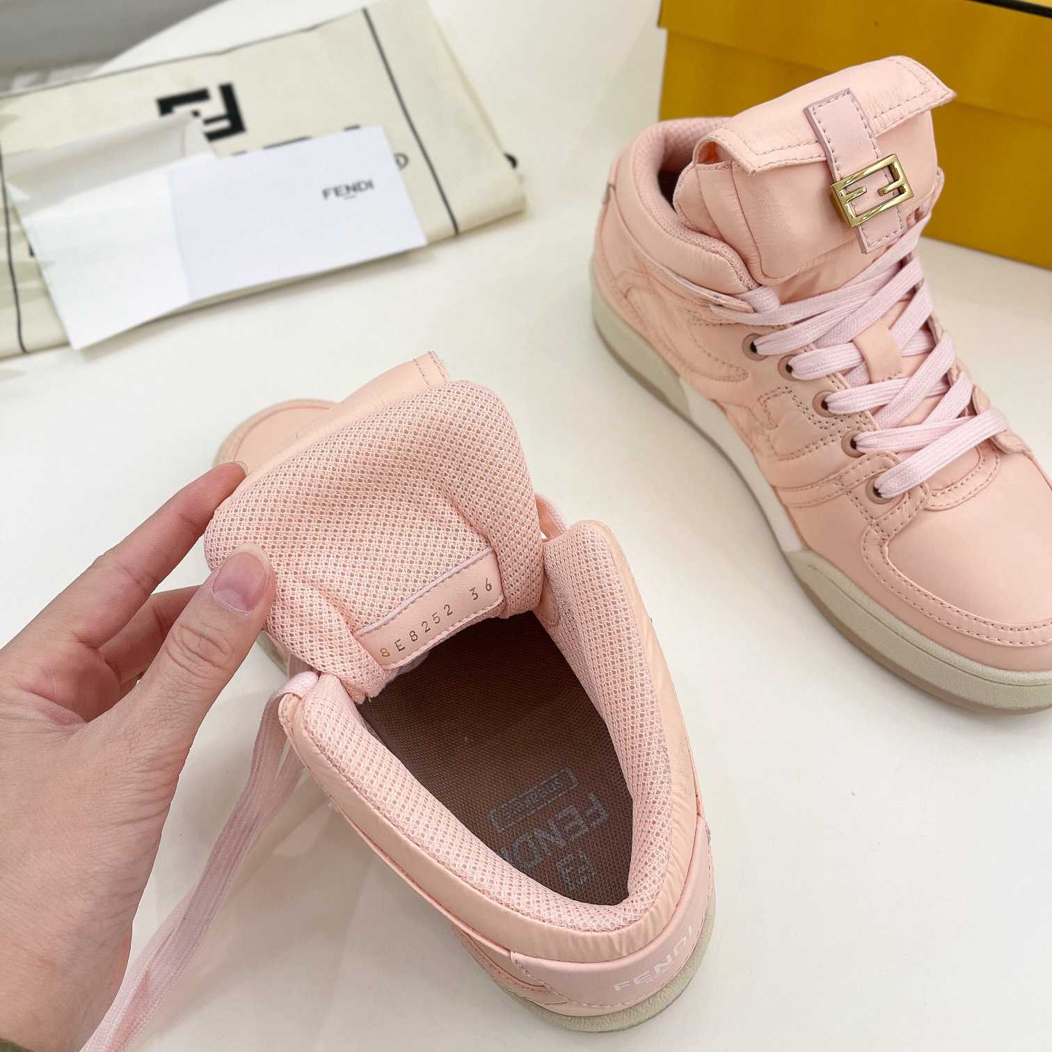 Fendi Match Pink Nylon High-Tops Sneaker - PerfectKickZ
