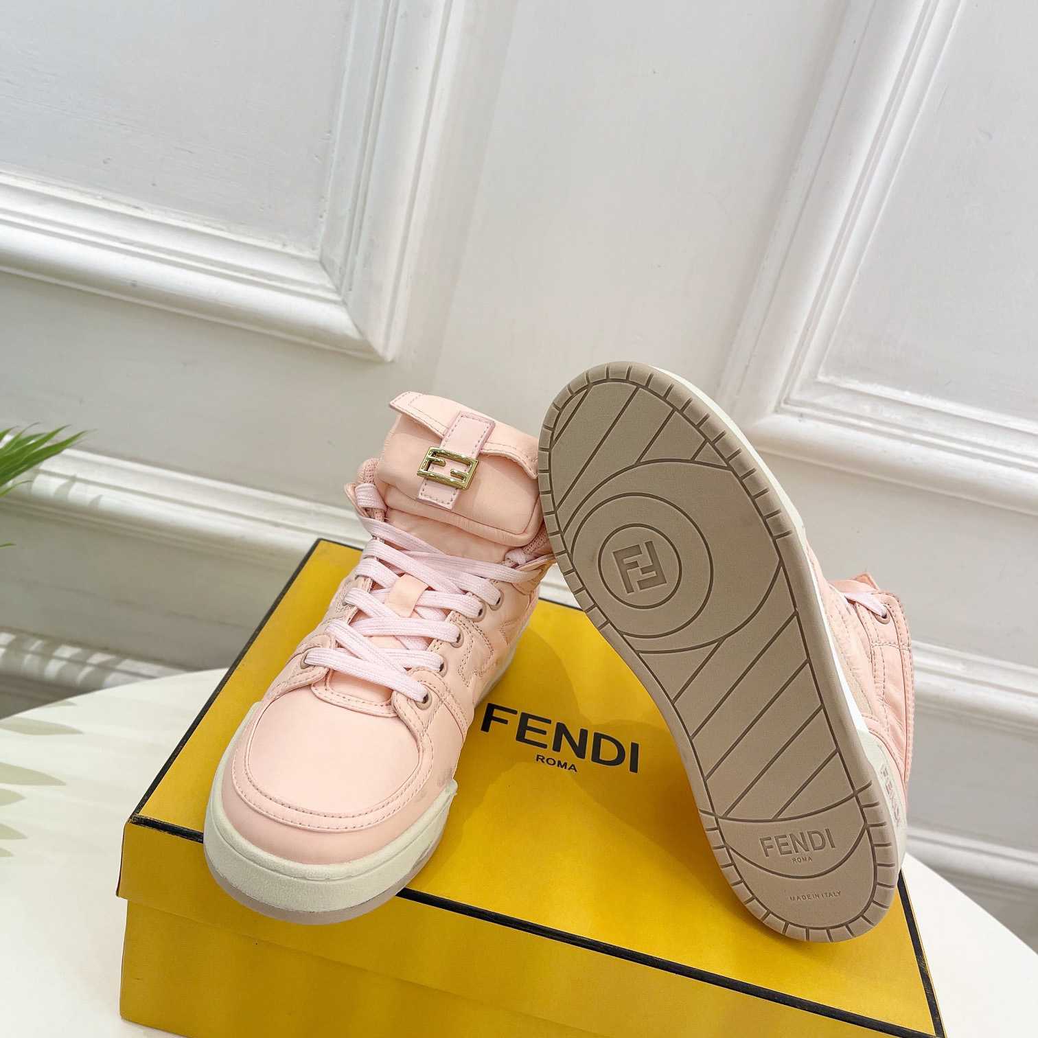 Fendi Match Pink Nylon High-Tops Sneaker - PerfectKickZ