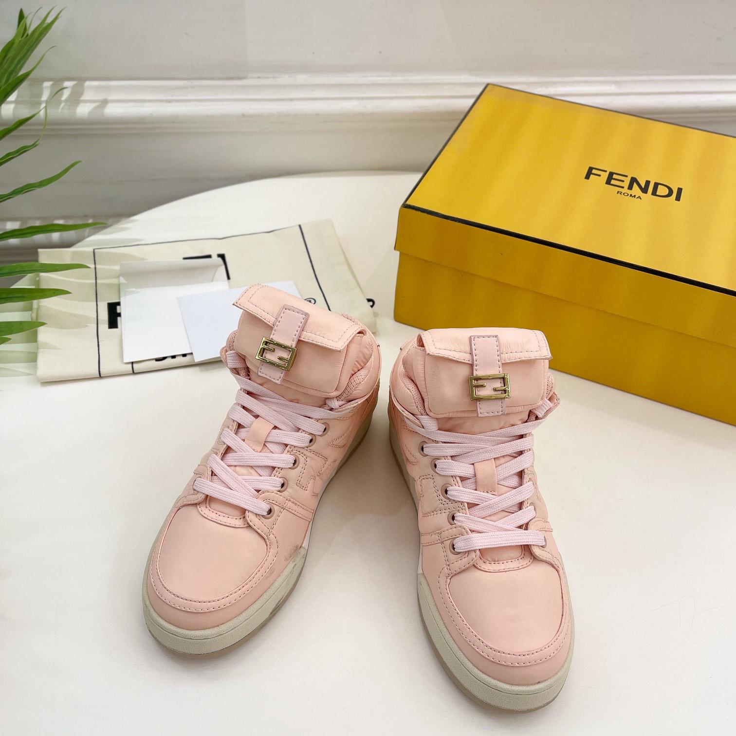 Fendi Match Pink Nylon High-Tops Sneaker - PerfectKickZ