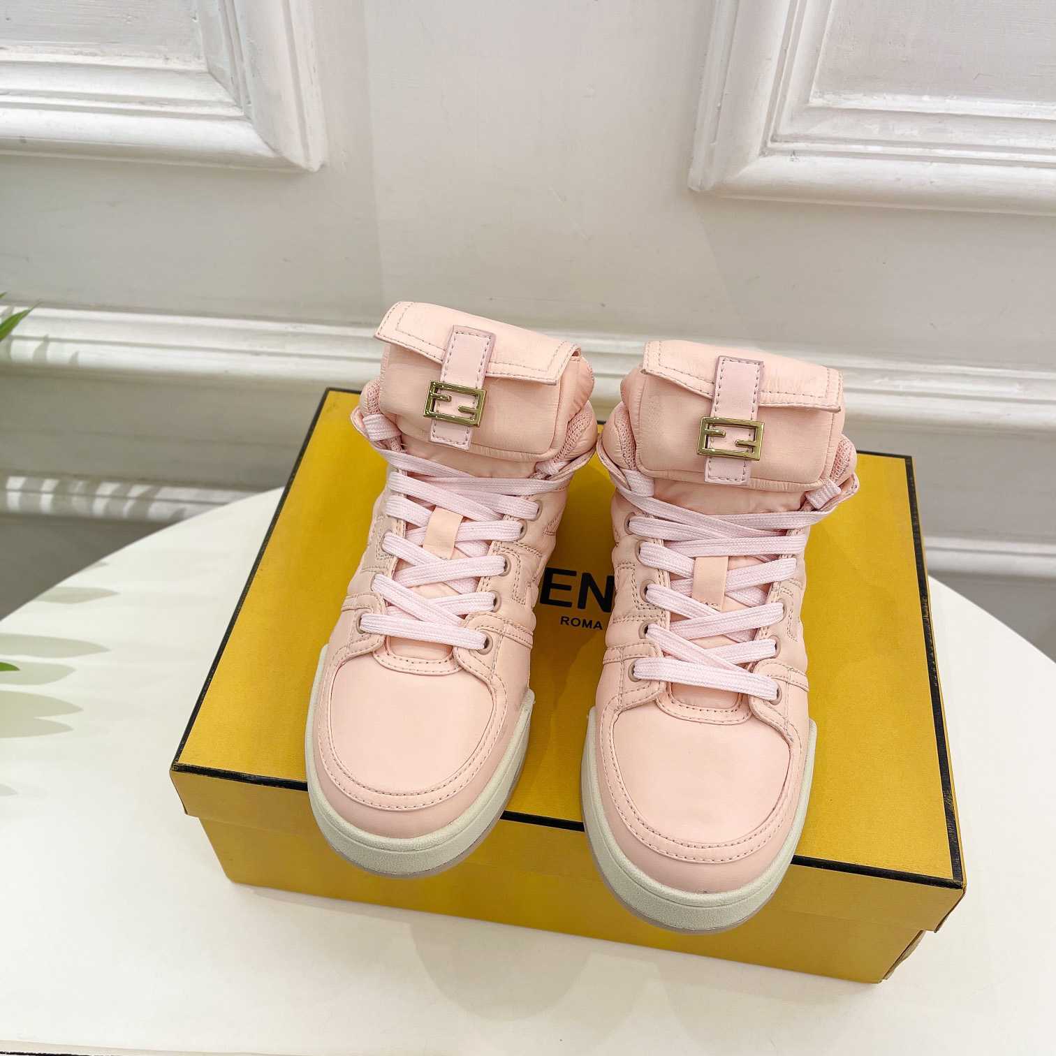 Fendi Match Pink Nylon High-Tops Sneaker - PerfectKickZ