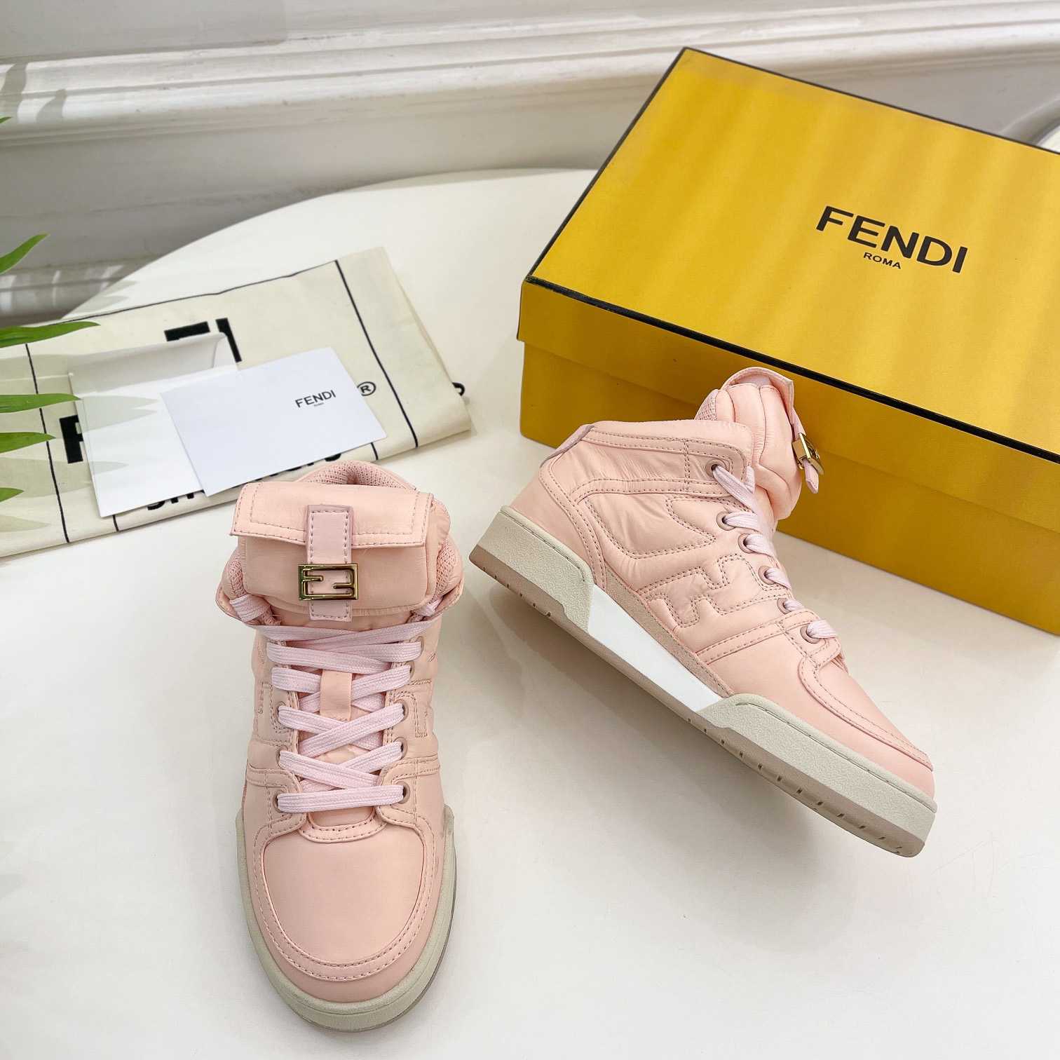 Fendi Match Pink Nylon High-Tops Sneaker - PerfectKickZ