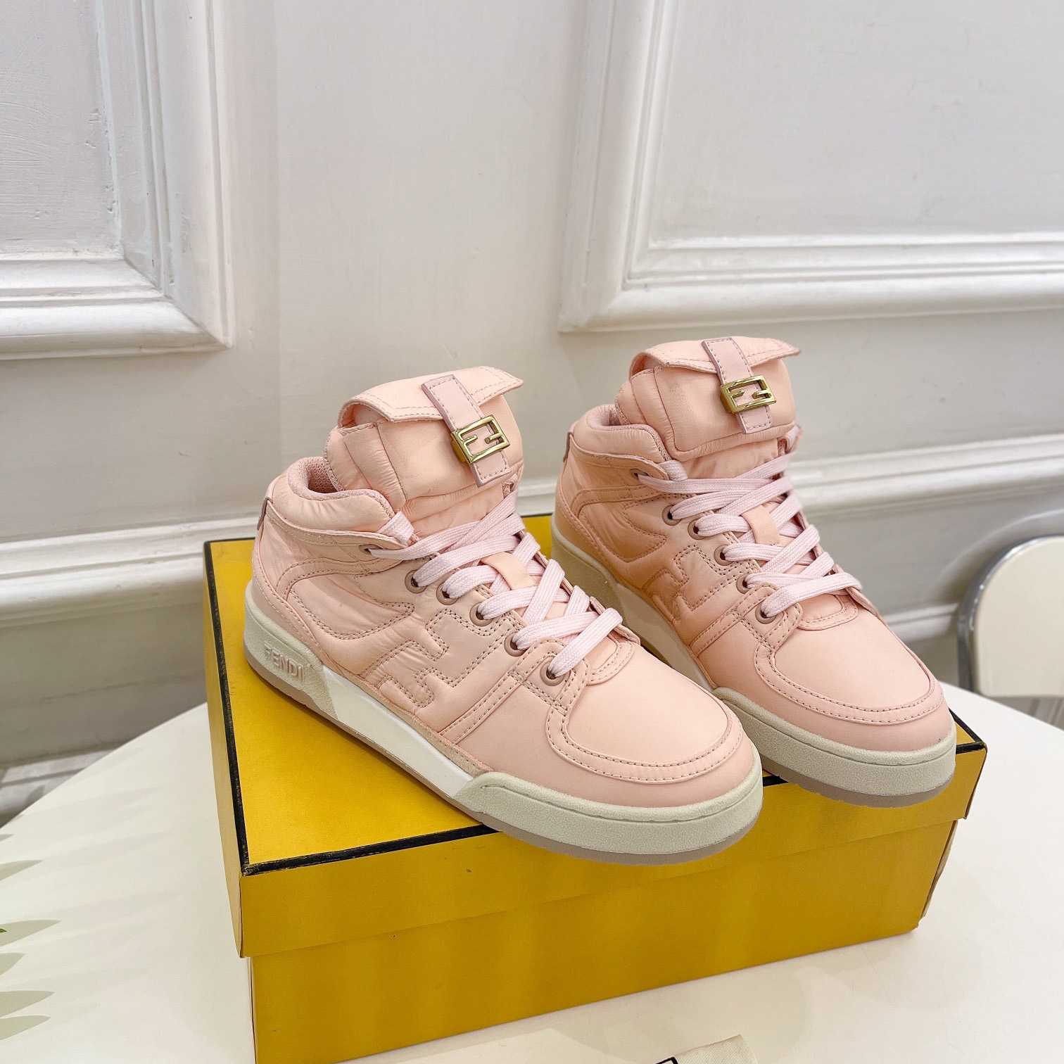 Fendi Match Pink Nylon High-Tops Sneaker - PerfectKickZ
