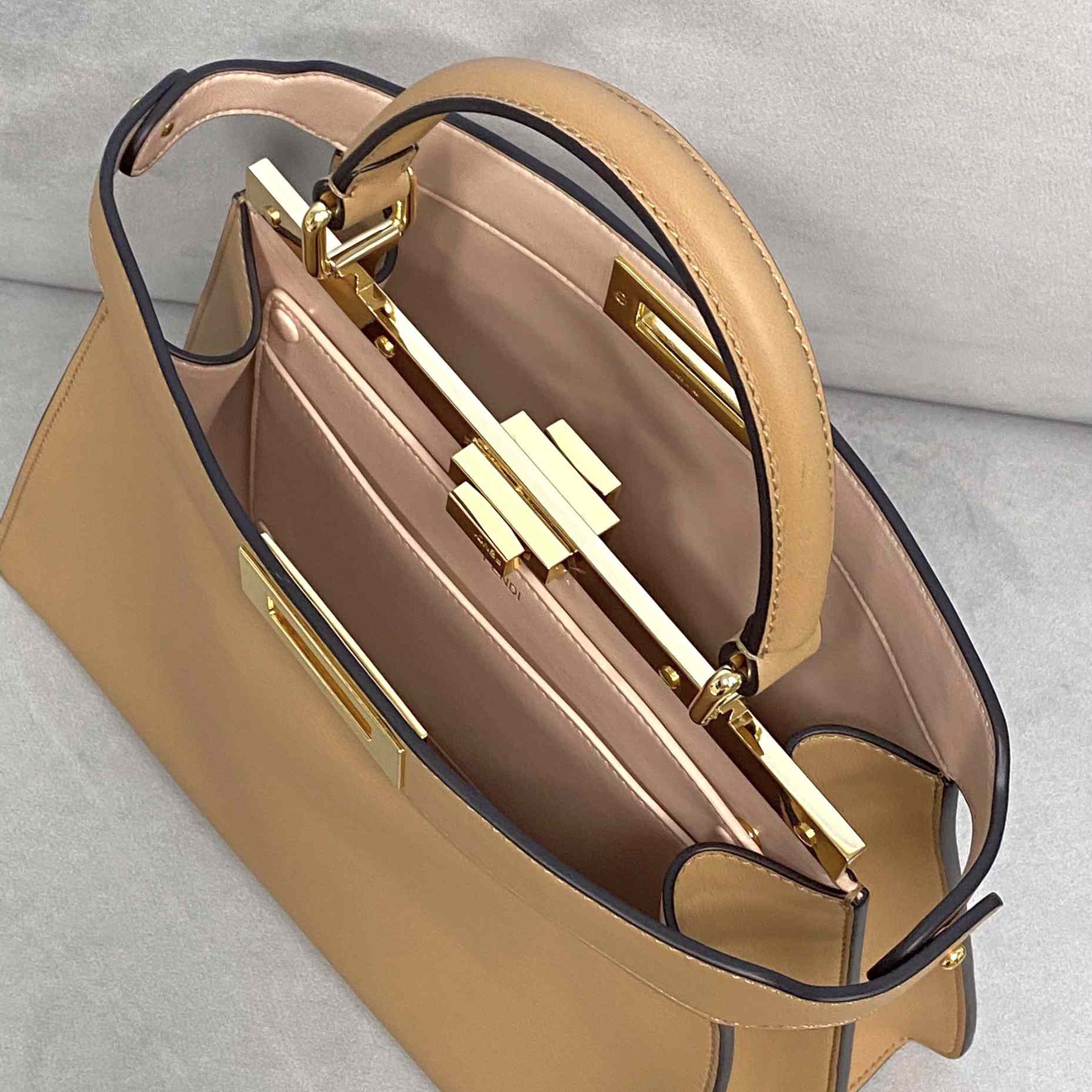 Fendi Peekaboo Iseeu Medium Beige Leather Bag - PerfectKickZ