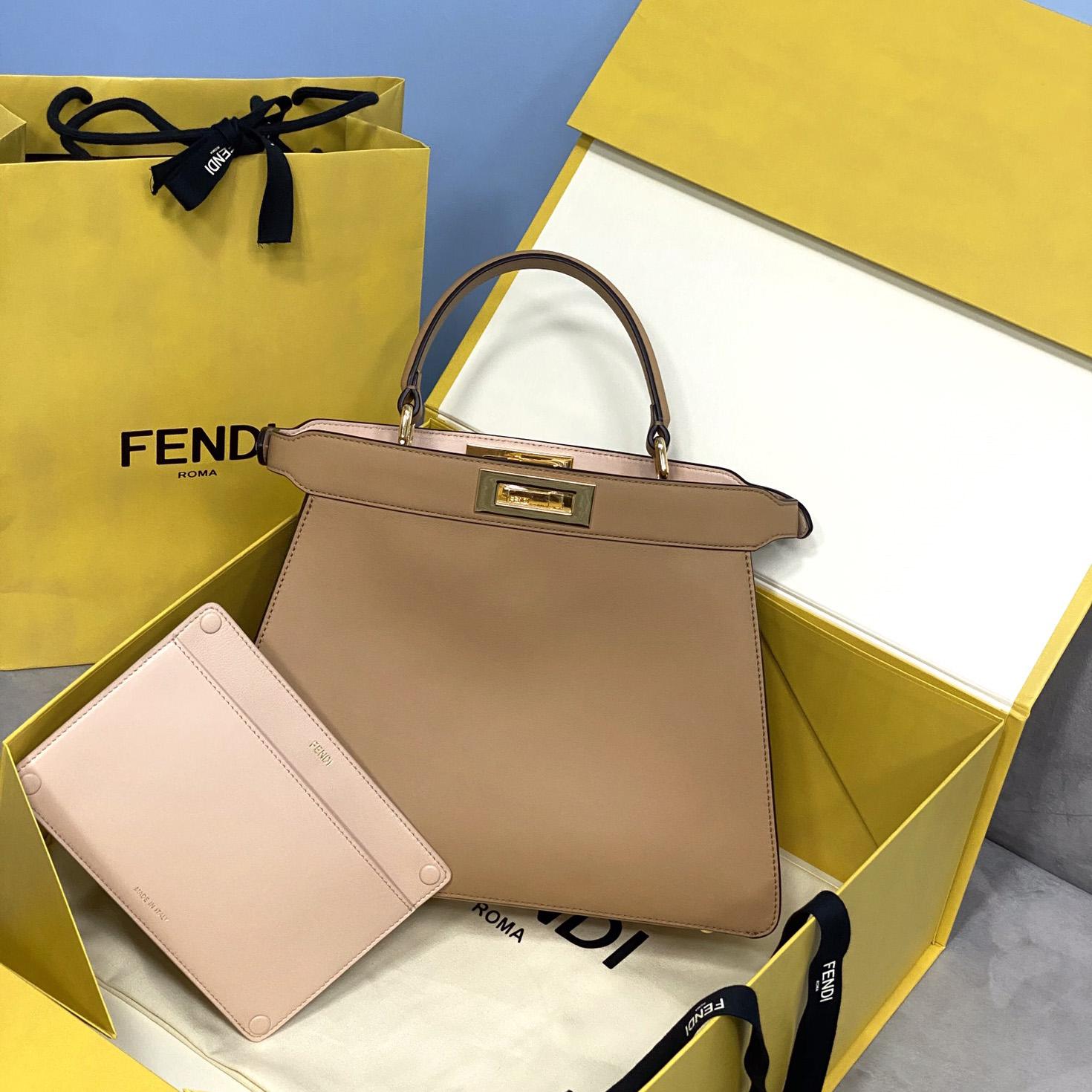 Fendi Peekaboo Iseeu Medium Beige Leather Bag - PerfectKickZ