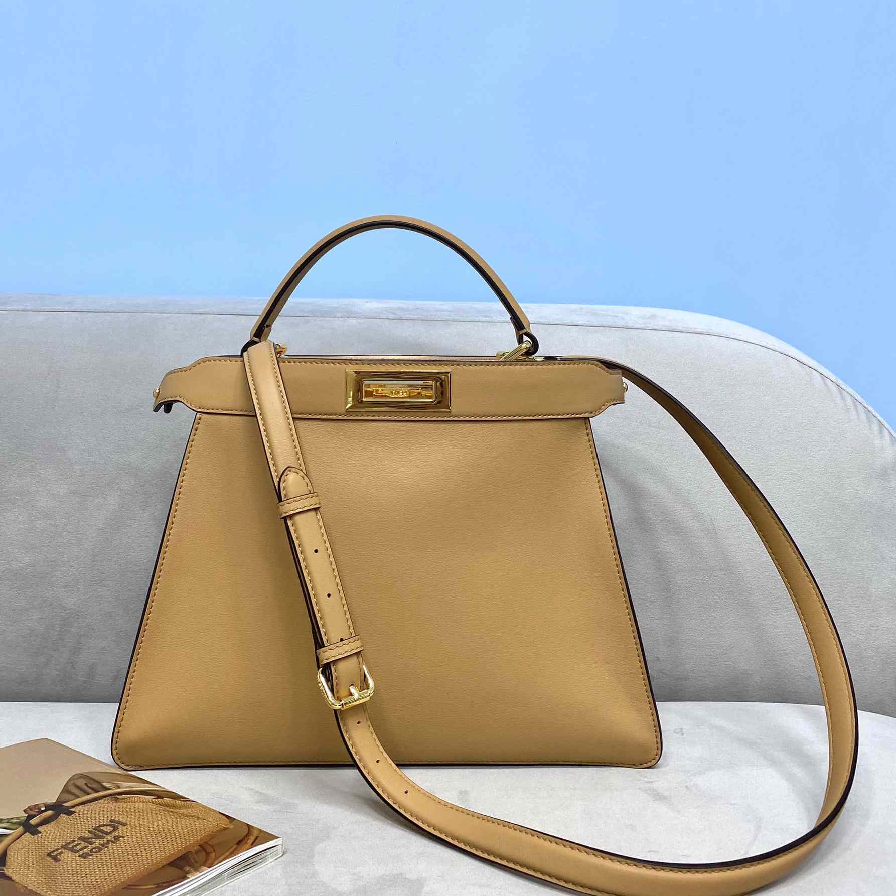 Fendi Peekaboo Iseeu Medium Beige Leather Bag - PerfectKickZ