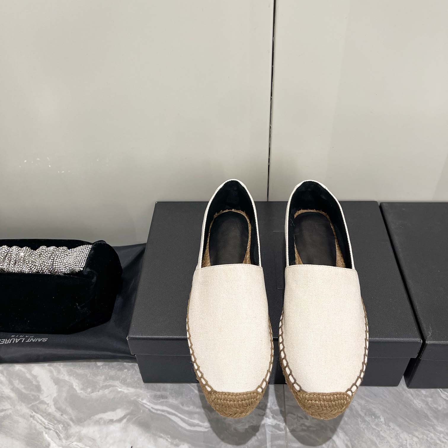 Saint Laurent Cassandre Embroidered Espadrilles In Canvas - PerfectKickZ