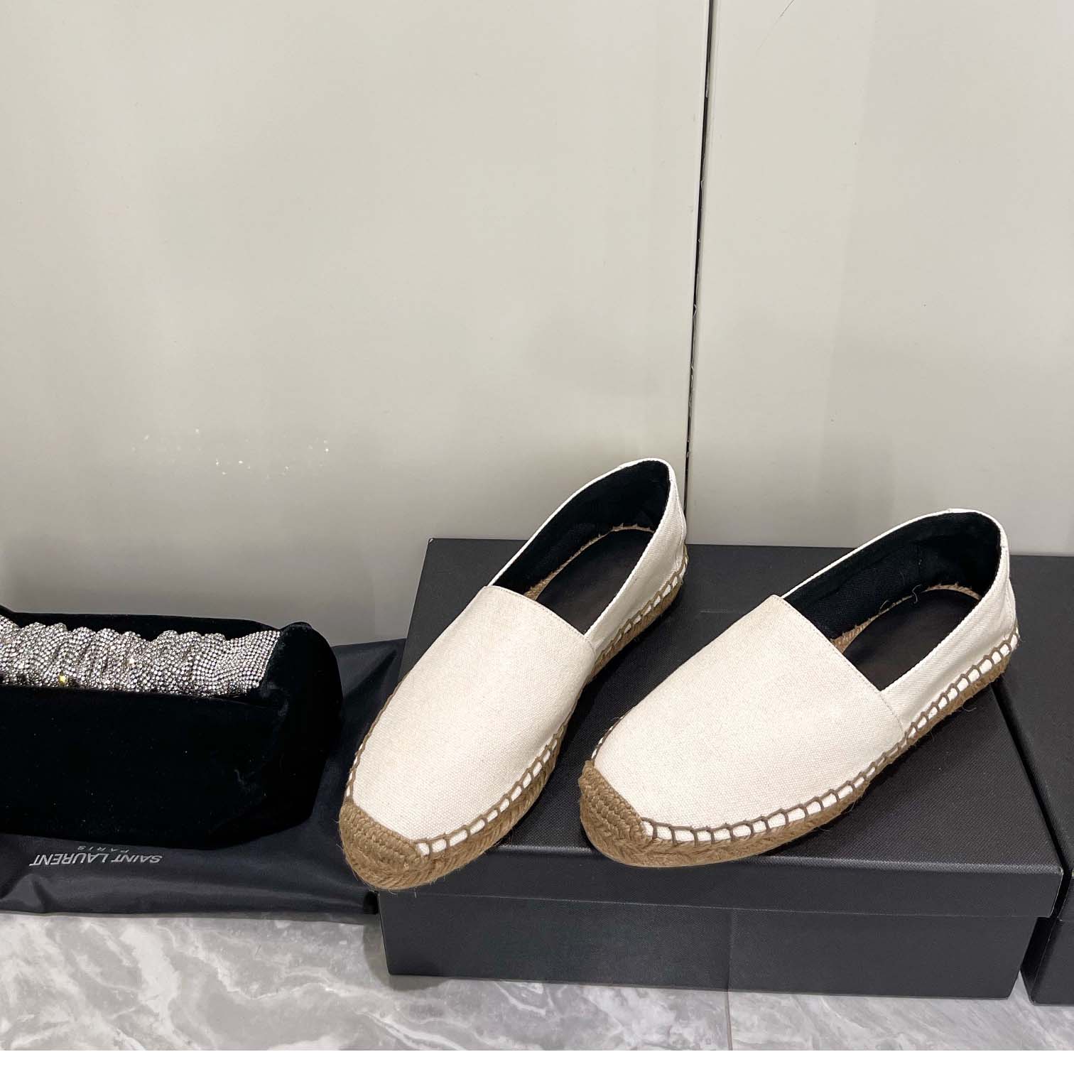 Saint Laurent Cassandre Embroidered Espadrilles In Canvas - 