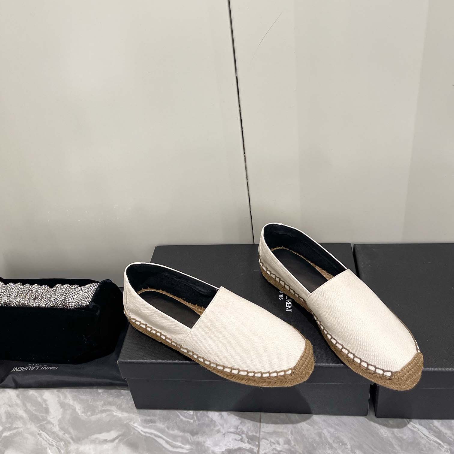 Saint Laurent Cassandre Embroidered Espadrilles In Canvas - PerfectKickZ