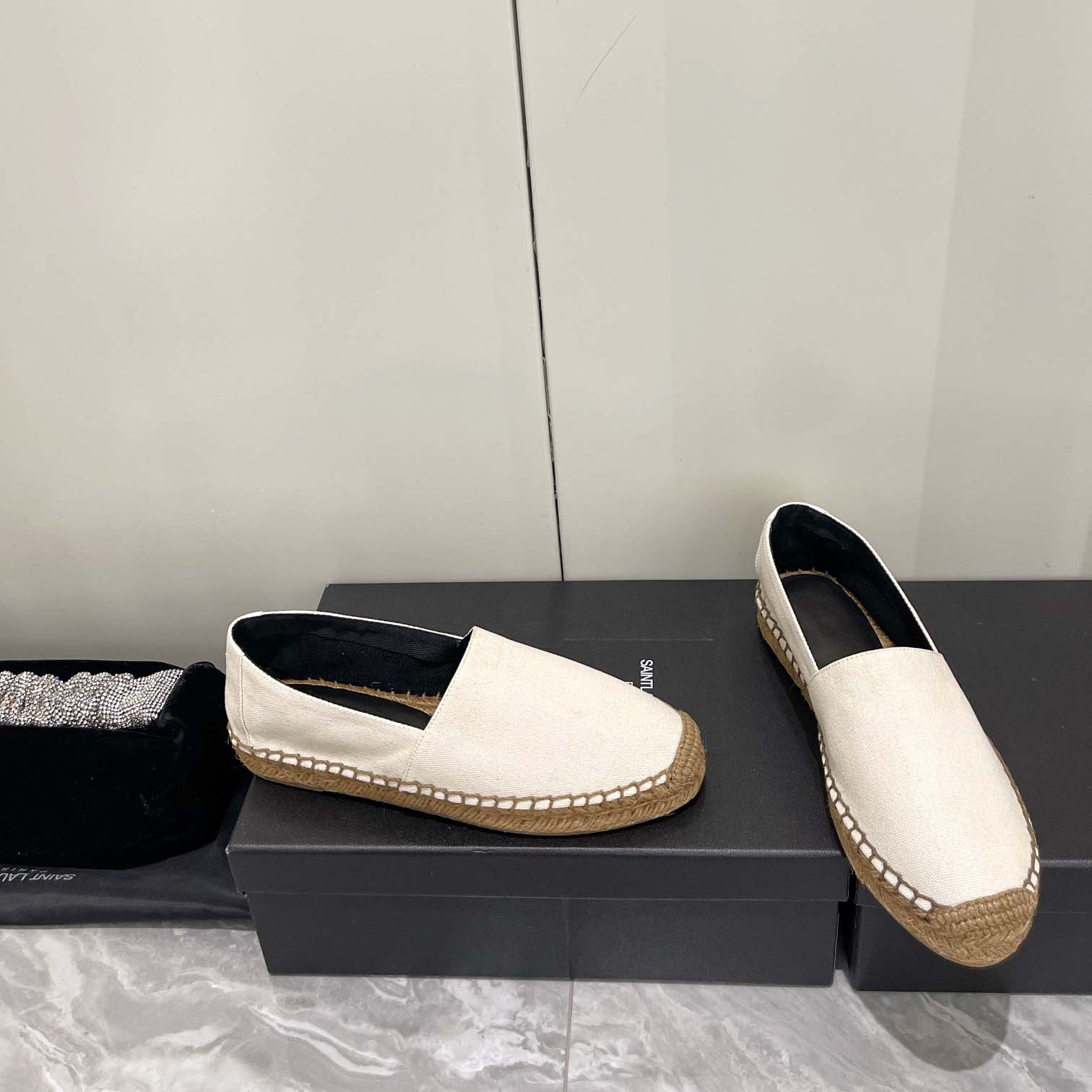 Saint Laurent Cassandre Embroidered Espadrilles In Canvas - 