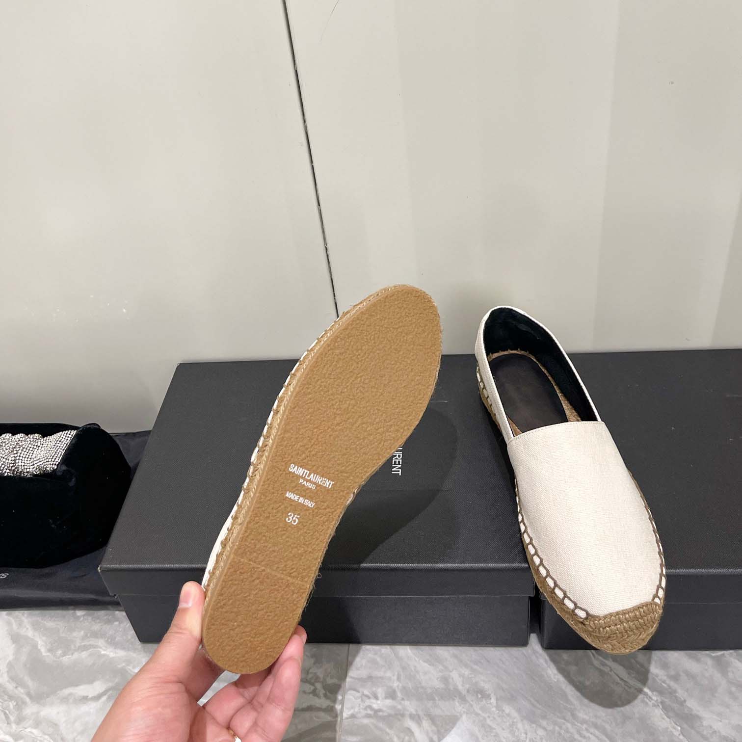 Saint Laurent Cassandre Embroidered Espadrilles In Canvas - 