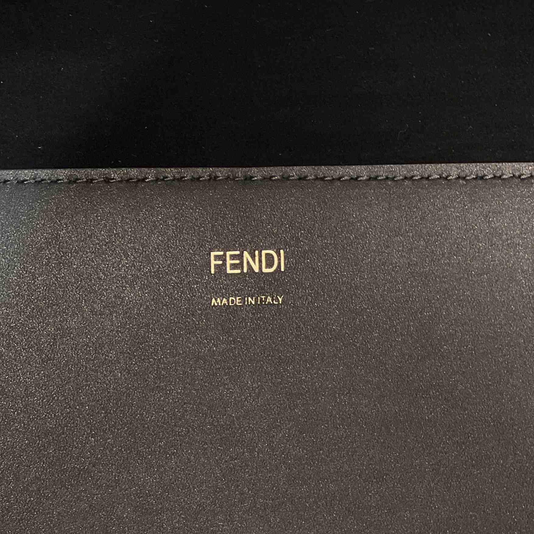 Fendi Sunshine Medium Dark Gray Leather And Elaphe Shopper - PerfectKickZ
