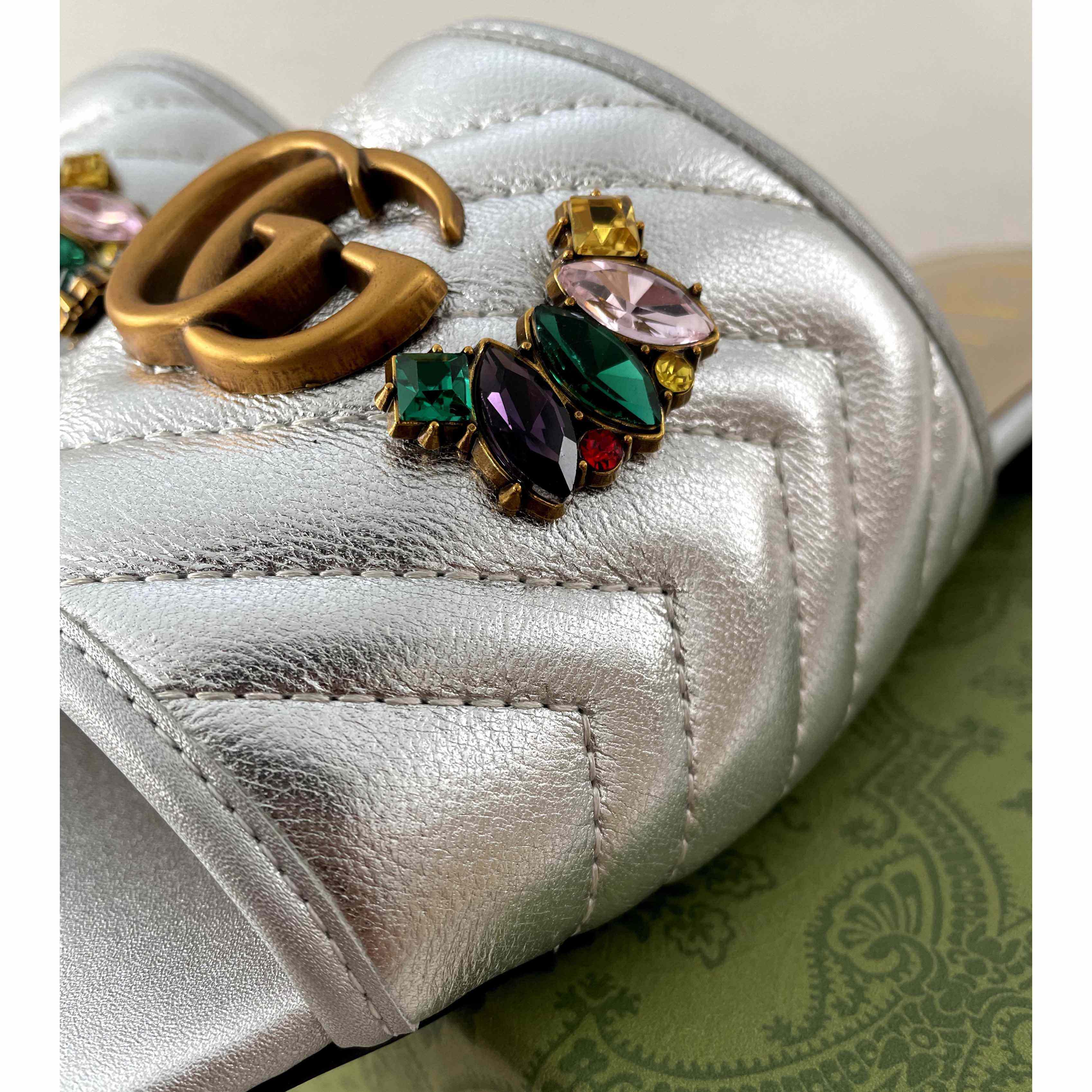 Gucci Women's Crystal Embellished Leather Slide Sandals - PerfectKickZ