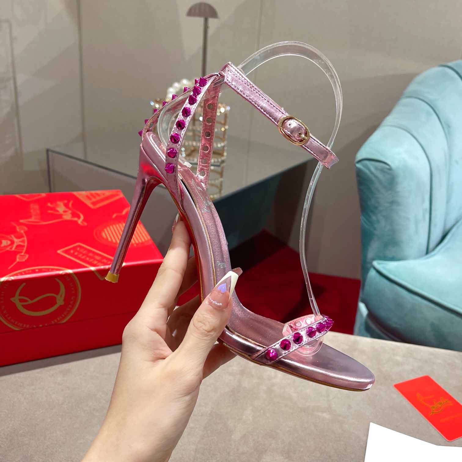 Christian Louboutin Nudes Rosalie Leather Sandals - PerfectKickZ