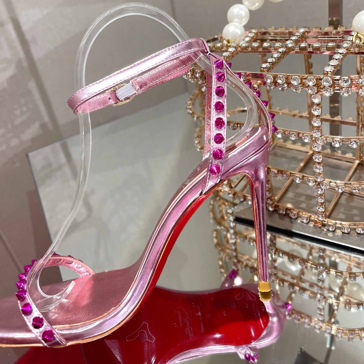 Christian Louboutin Nudes Rosalie Leather Sandals - PerfectKickZ