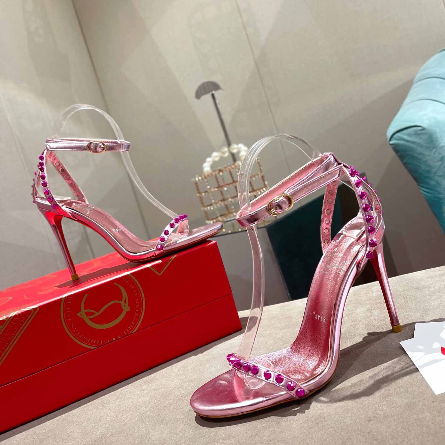 Christian Louboutin Nudes Rosalie Leather Sandals - PerfectKickZ