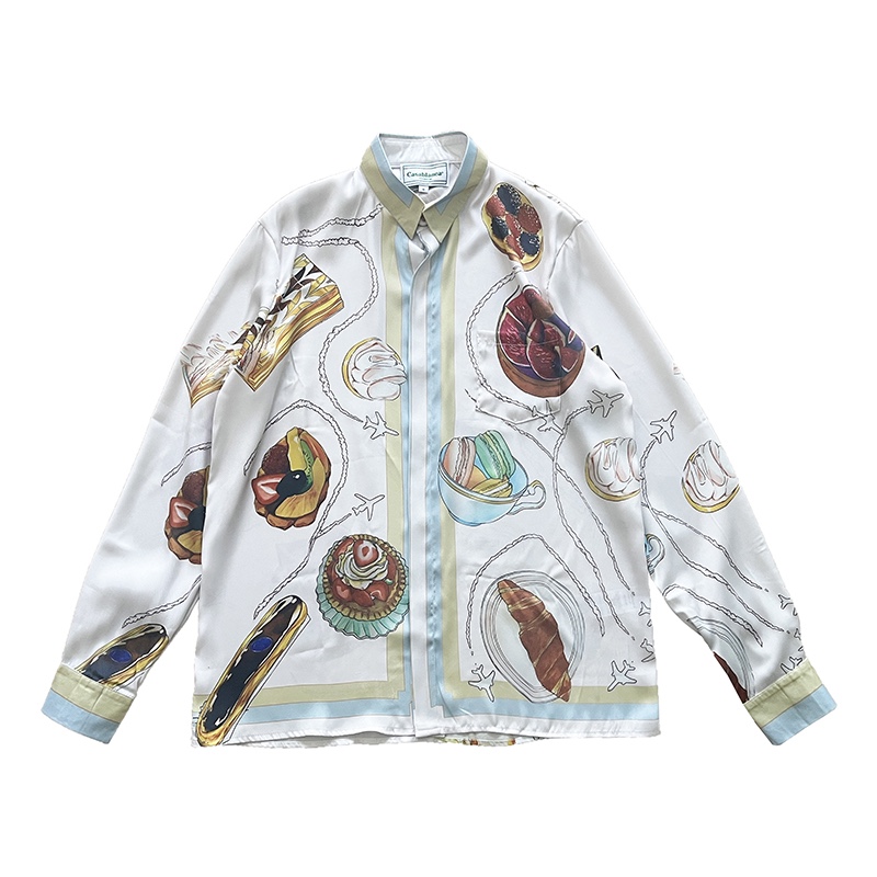 Casablanca Patisseries En Vol Cuban Collar Silk Shirt - PerfectKickZ
