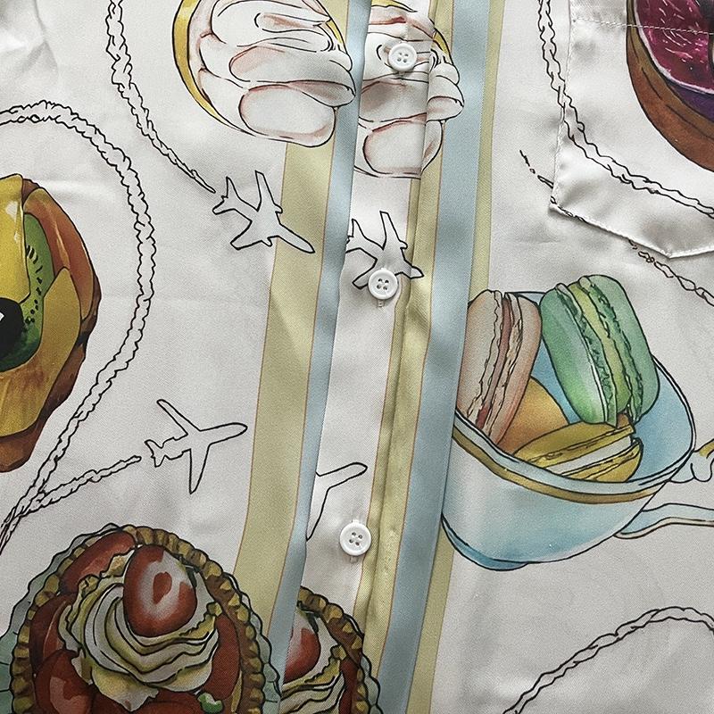 Casablanca Patisseries En Vol Cuban Collar Silk Shirt - PerfectKickZ