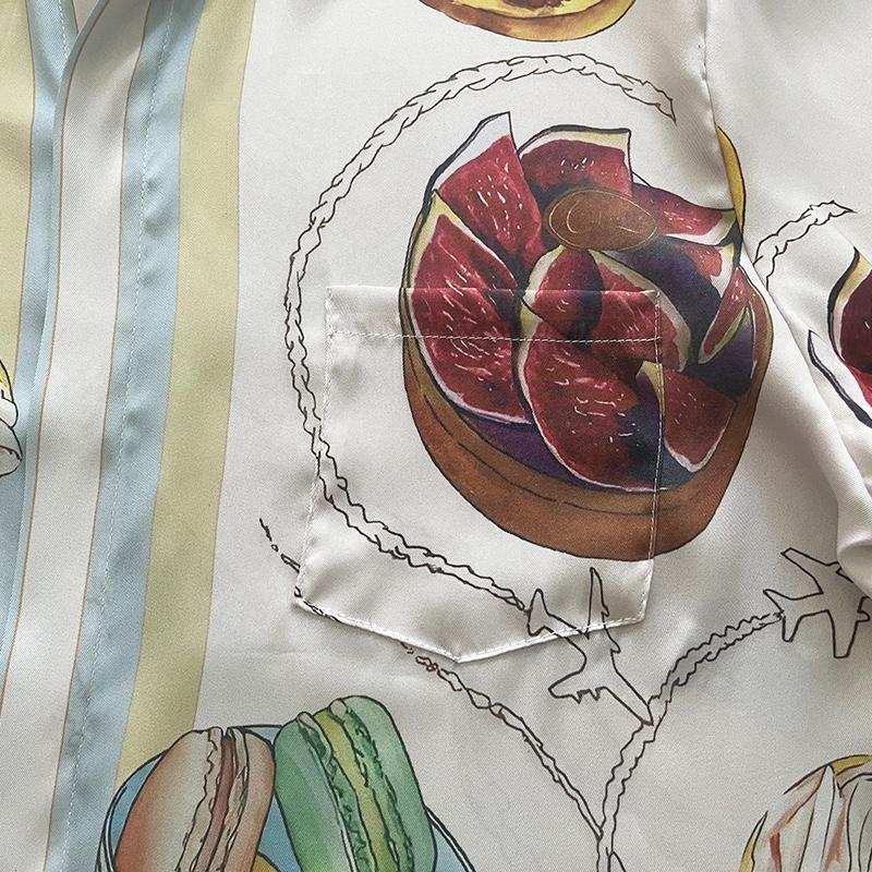 Casablanca Patisseries En Vol Cuban Collar Silk Shirt - PerfectKickZ