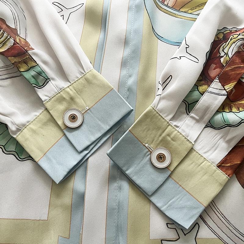 Casablanca Patisseries En Vol Cuban Collar Silk Shirt - PerfectKickZ