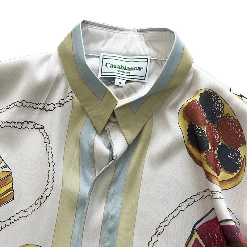 Casablanca Patisseries En Vol Cuban Collar Silk Shirt - PerfectKickZ
