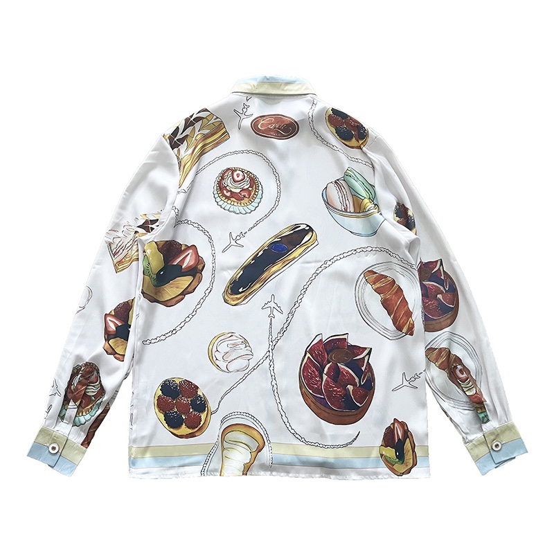 Casablanca Patisseries En Vol Cuban Collar Silk Shirt - PerfectKickZ