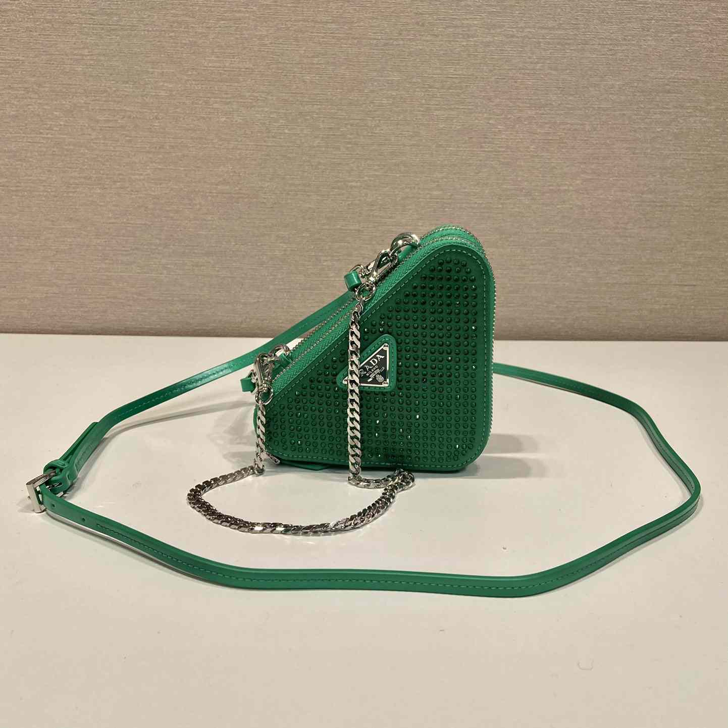 Prada Embellished Satin And Leather Mini-Pouch - PerfectKickZ